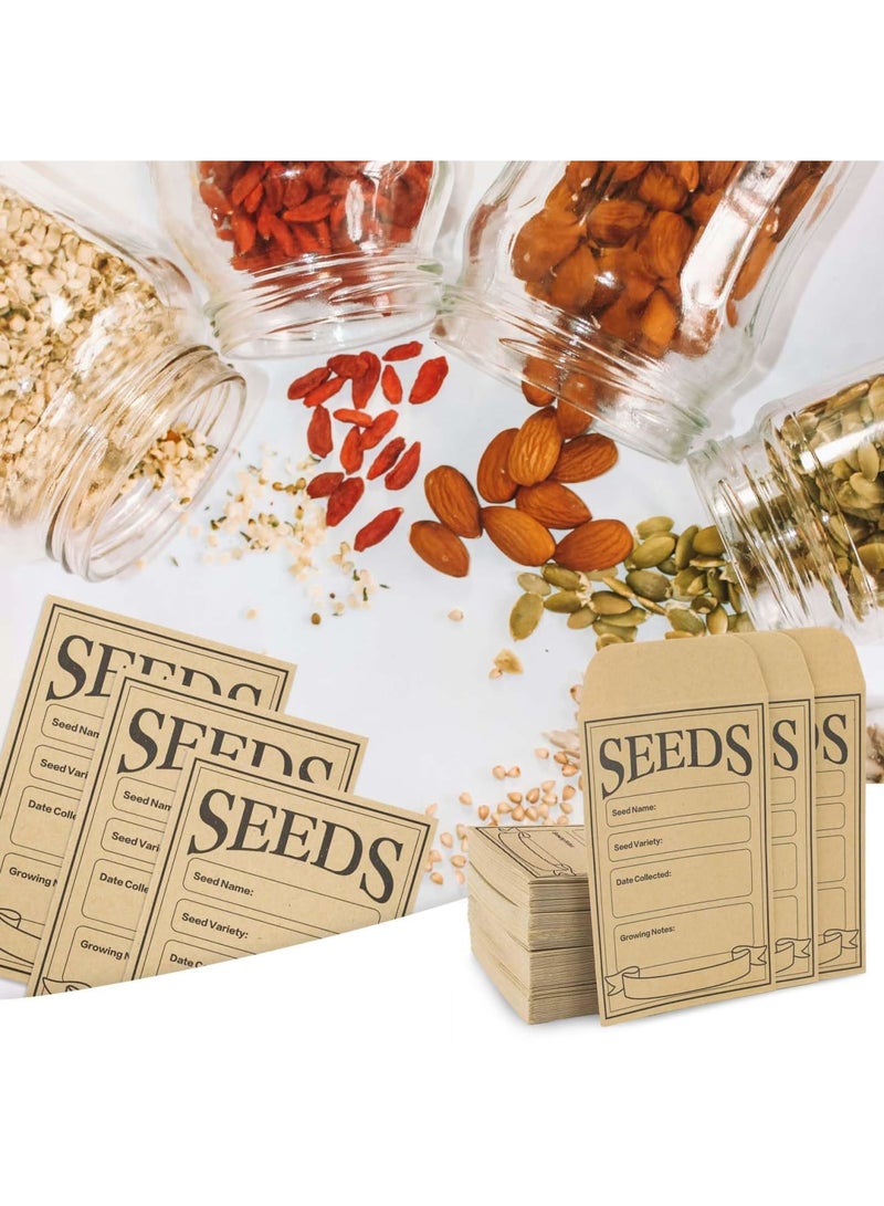 100 Pcs Seed Envelopes, 3.15 x 4.72 Self Sealing Seed Packets Kraft Paper, Resealable Seed Bags Pack Organizer with Collection Types, Seed Envelopes Mini Parts Small Items Stamps Storage Packets - Image 3