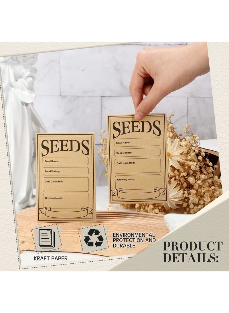 100 Pcs Seed Envelopes, 3.15 x 4.72 Self Sealing Seed Packets Kraft Paper, Resealable Seed Bags Pack Organizer with Collection Types, Seed Envelopes Mini Parts Small Items Stamps Storage Packets - Image 2