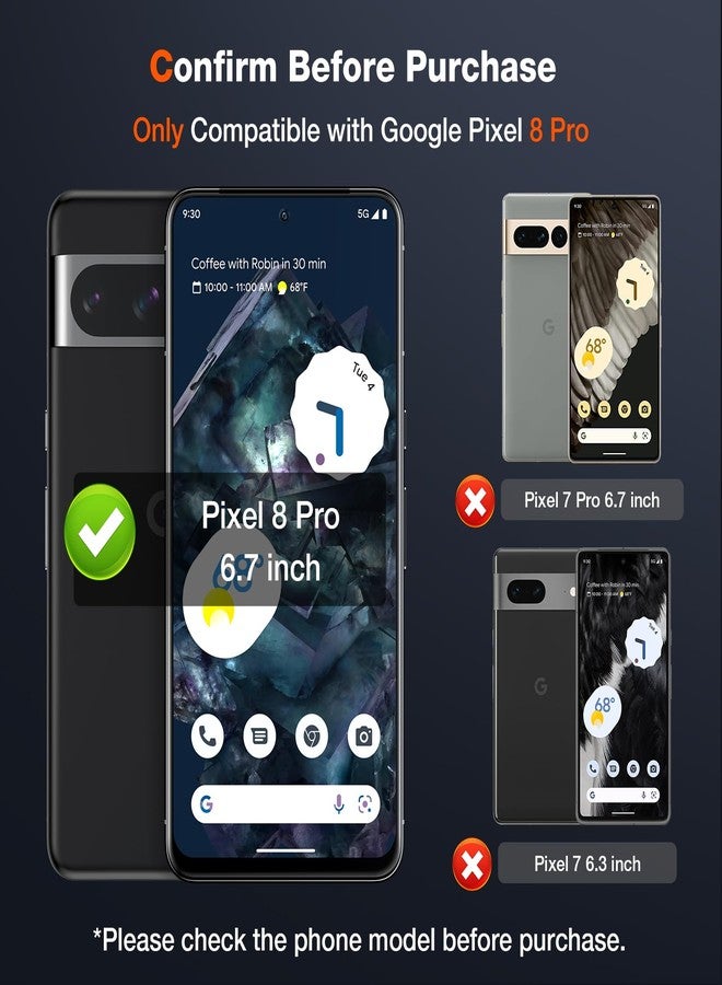 LK 2 Pack for Google Pixel 8 Pro Screen Protector [New Version] + 2 Pack Camera Lens Protector, Fit Lens Cutouts Ports, Support Fingerprint Unlock, Bubble-Free, with Easy Installation Tool - Image 2