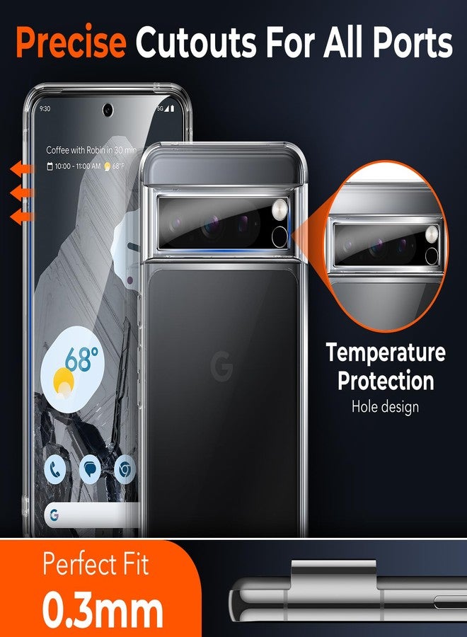 LK 2 Pack for Google Pixel 8 Pro Screen Protector [New Version] + 2 Pack Camera Lens Protector, Fit Lens Cutouts Ports, Support Fingerprint Unlock, Bubble-Free, with Easy Installation Tool - Image 3