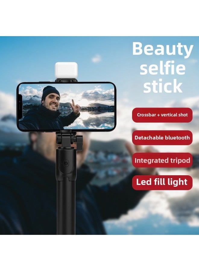 Internet Celebrity Anchor Photography Mobile Phone Selfie Stick Portable Live Photo Tripod Bluetooth Integrated Multifunctional Bracket-Color:Fill Light Black 72cm  - Image 2