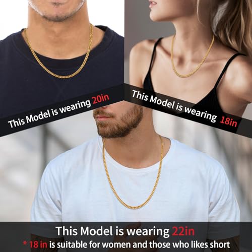 Jewlpire Gold Chain for Men, 6mm Mens Necklace Cuban Link Chain Necklace for Men, 18K Gold Plated Chain Necklace Sturdy & Durable Men's Necklaces 20 inch - Image 5