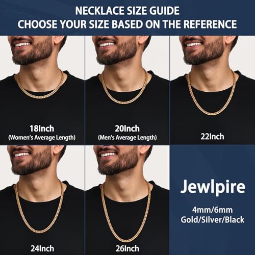 Jewlpire Gold Chain for Men, 6mm Mens Necklace Cuban Link Chain Necklace for Men, 18K Gold Plated Chain Necklace Sturdy & Durable Men's Necklaces 20 inch - Image 4