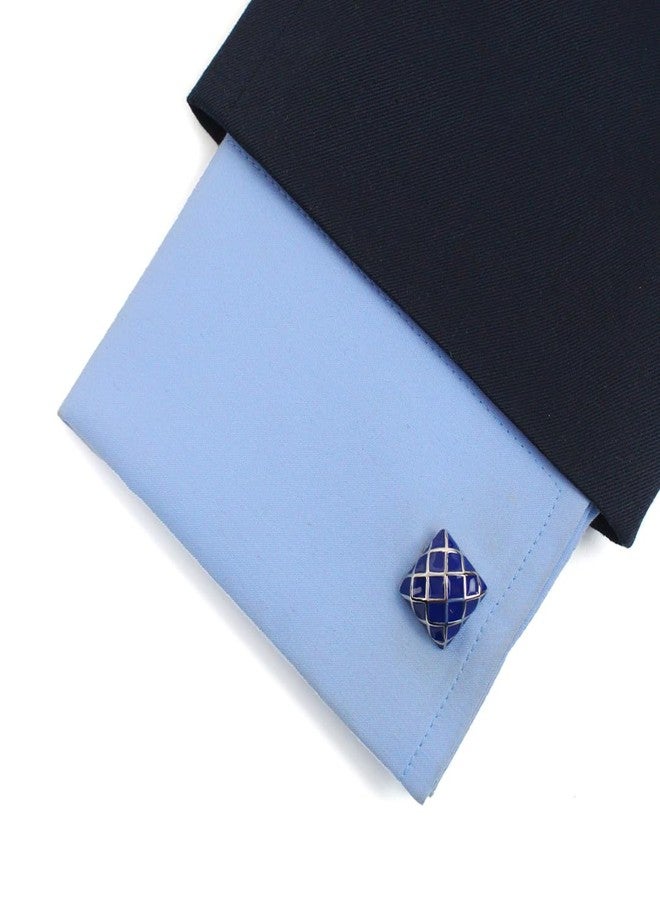 Peluche Blue Enamel Cufflinks for Men - Image 4