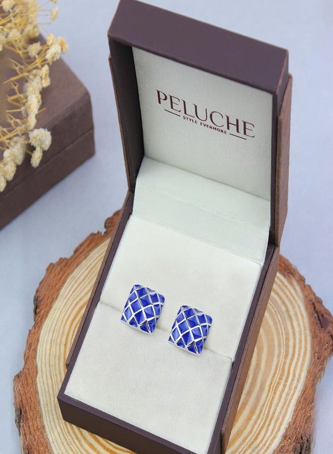 Peluche Blue Enamel Cufflinks for Men - Image 5