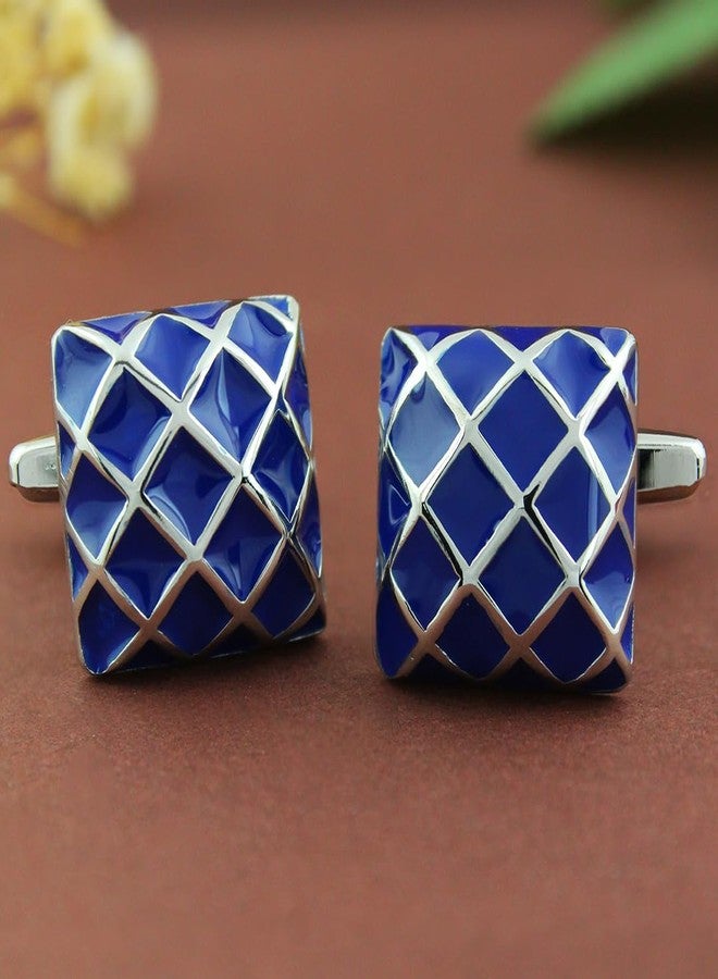 Peluche Blue Enamel Cufflinks for Men - Image 2
