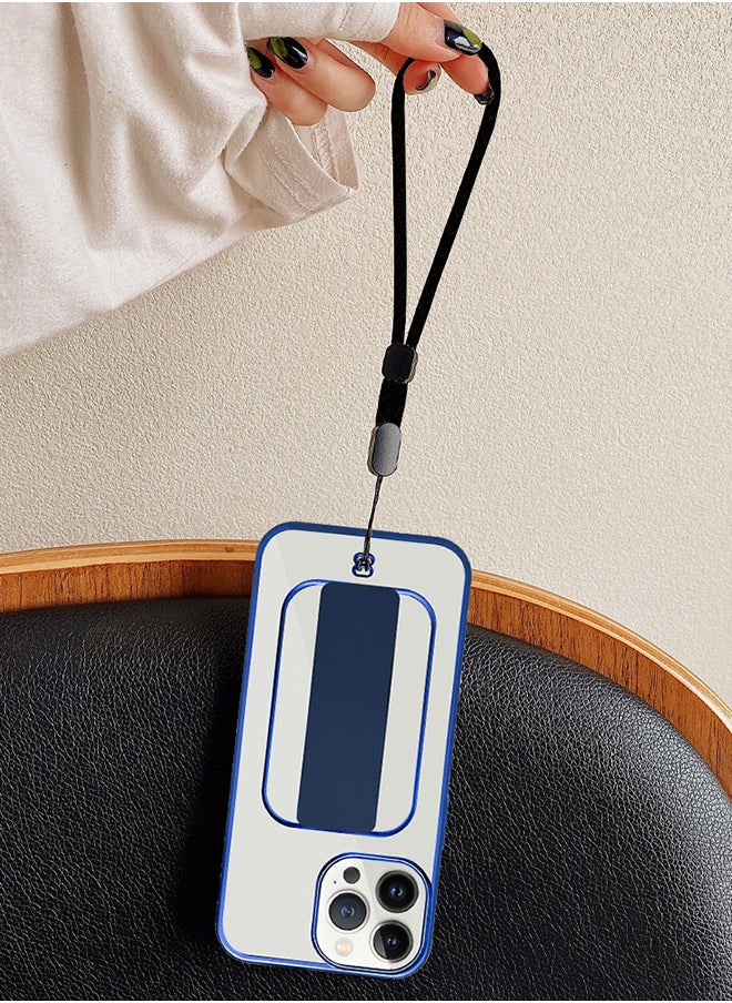 CATANES - iPhone 13 Pro Max Case with Wrist Strap Finger Grip Kickstand Blue/Clear - Image 1