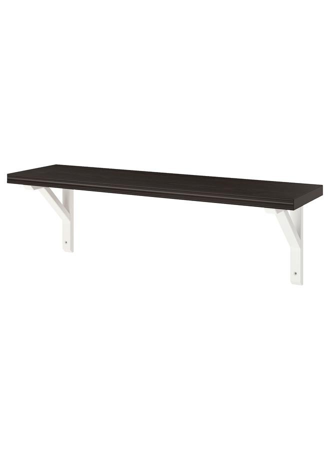 Wall shelf, brown-black/white stained aspen, 80x20 cm  - Image 1