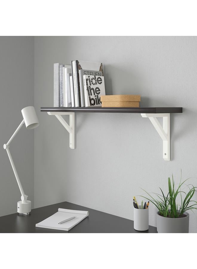Wall shelf, brown-black/white stained aspen, 80x20 cm  - Image 2