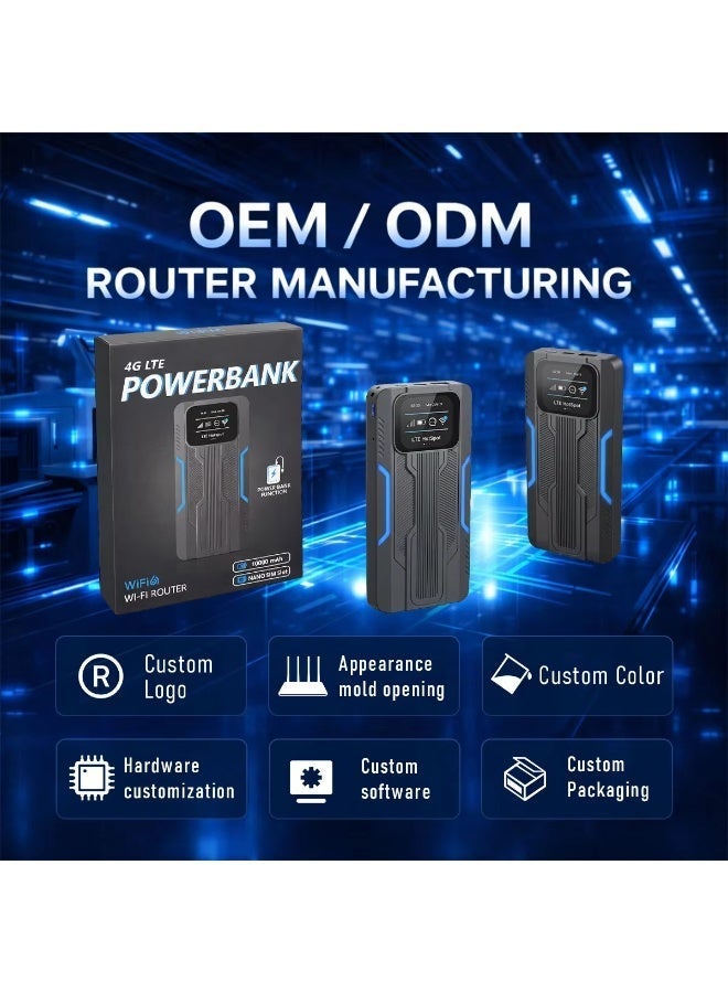 Ump 4G LTE Pocket WiFi Router, WiFi 6 Mobile Hotspot, Smart Mobile WiFi Router, with SIM Card Slot & 10000mAh Power Bank, Dual Band 2.4G/5.8G 300Mbps Wireless Router for Travel, CPE Router with Built-in Firewall Security - Image 3