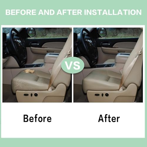 FZJDSD Tan Driver or Passenger Side Bottom Microfiber Leather Seat Cover Compatible with Chevy Tahoe Suburban Avalanche Silverado GMC Sierra Yukon 2007 2008 2009 2010 2011 2012 2013 2014 - Image 2