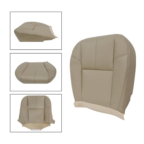 FZJDSD Tan Driver or Passenger Side Bottom Microfiber Leather Seat Cover Compatible with Chevy Tahoe Suburban Avalanche Silverado GMC Sierra Yukon 2007 2008 2009 2010 2011 2012 2013 2014 - Image 4