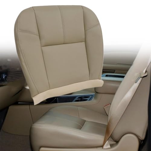 FZJDSD Tan Driver or Passenger Side Bottom Microfiber Leather Seat Cover Compatible with Chevy Tahoe Suburban Avalanche Silverado GMC Sierra Yukon 2007 2008 2009 2010 2011 2012 2013 2014 - Image 1