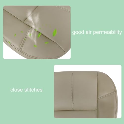 FZJDSD Tan Driver or Passenger Side Bottom Microfiber Leather Seat Cover Compatible with Chevy Tahoe Suburban Avalanche Silverado GMC Sierra Yukon 2007 2008 2009 2010 2011 2012 2013 2014 - Image 3