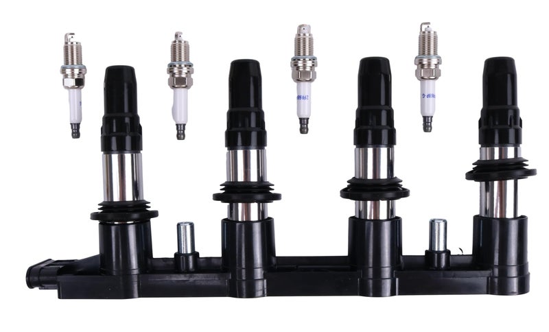 YLQASOON UF620 Ignition Coil and 4 Spark Plugs Compatible with Chevrolet Sonic 2012-2018 Trax 2013-2017 Cruze 2011-2016 Aveo Aveo5 2009-2011, Pontiac G3 2007-2010 G3 Wave 2009, Suzuki Swift+ 2009 - Image 1