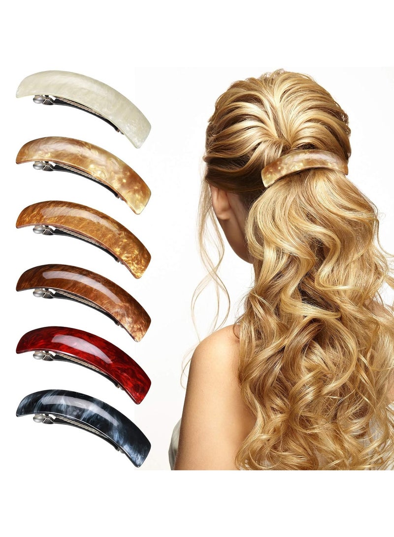 Goolsky 6 Pieces Barrettes for Women Hair Clips Hair Accessories Large French Hair Pin Retro Hair Clasp, 6 Colors (Classic Pattern) - Image 1