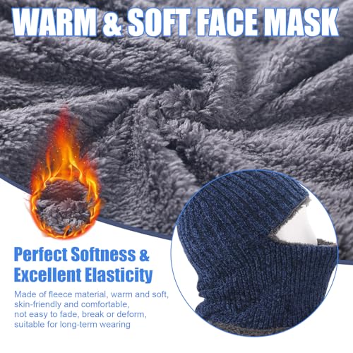 Jeere 2 Pcs Winter Ski Mask for Kids Face Cover Knitted Balaclava Ski Plush Mask for Boys Outdoor Sport Bike Cycling(Black and Navy Blue) - Image 4