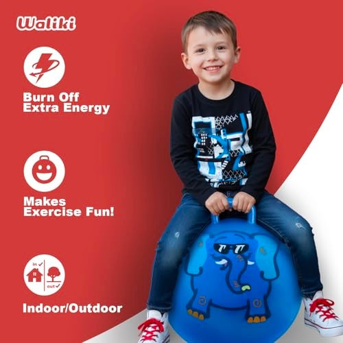 WALIKI Hopper Ball Toy for Boys and Girls Ages 3-6 | Hippity Hop Jumping Ball | Cool Birthday Gift | Blue | 18" - Image 2