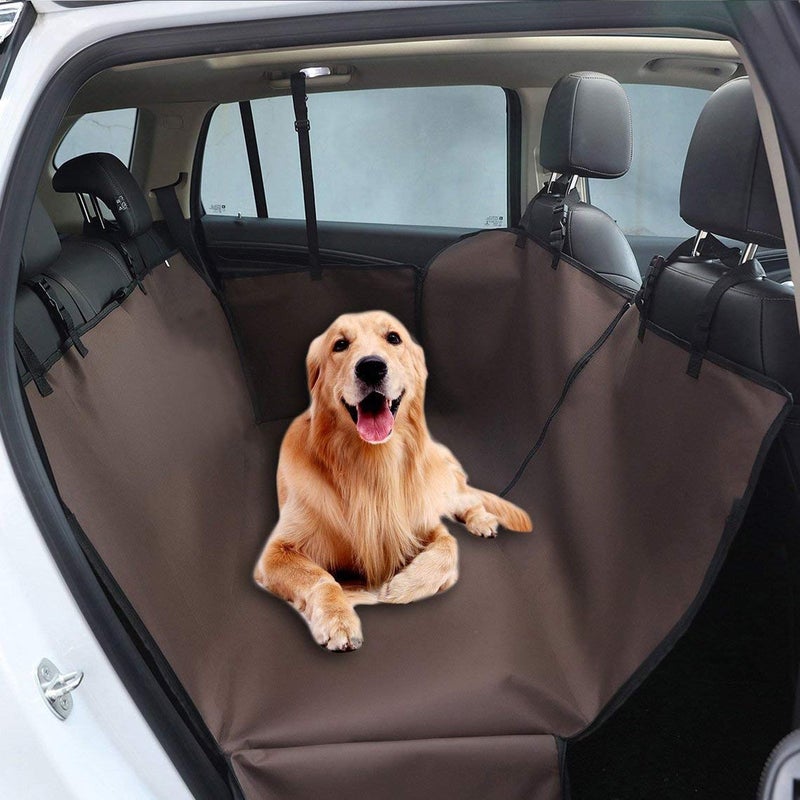 Petslover Double Layers Oxford Fabric Waterproof Pet Car Seat Cover Dog Hammock Protector Back Mat Pet Carriers for Hatchback Car Seat Cover, Brown - Image 5