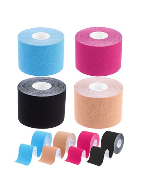Waterproof Breathable Kinesiology Tape（4 Rolls）， apply Ankle Wrists Knees Elastic Running Tennis Swimming Football Sports Activities Tapes (Mix)