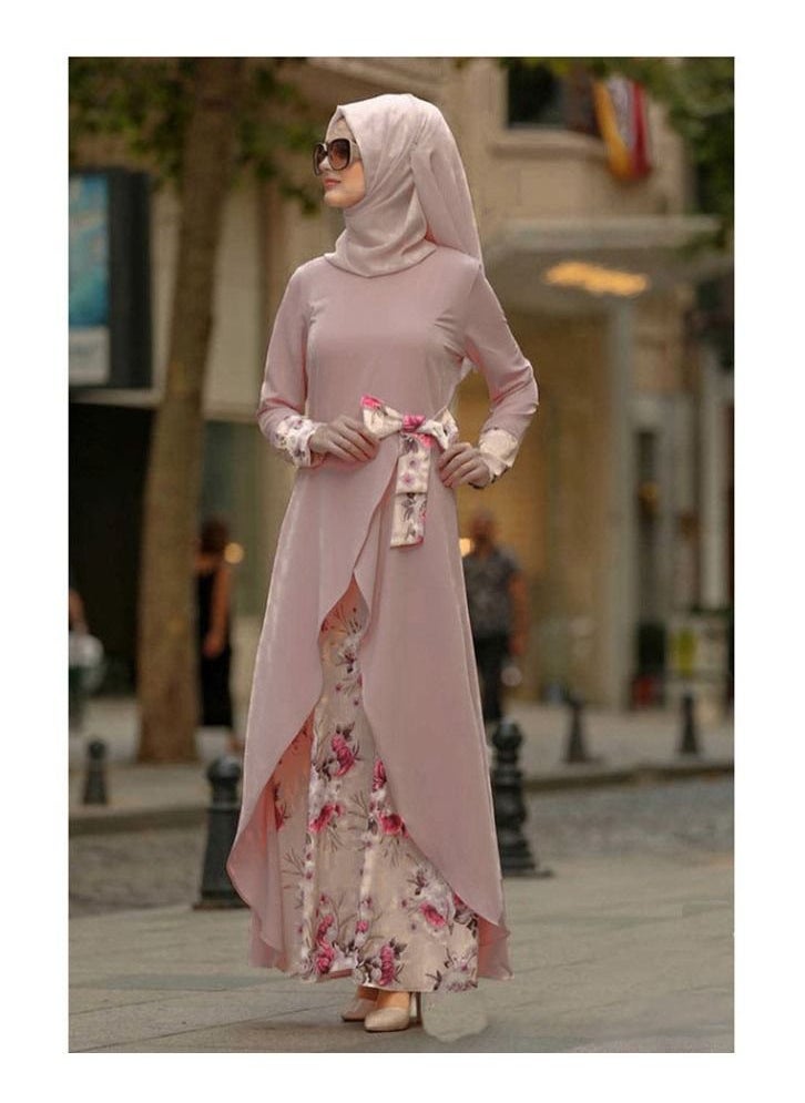 NIBEMINENT Muslim women's country style vintage long-sleeved dress 