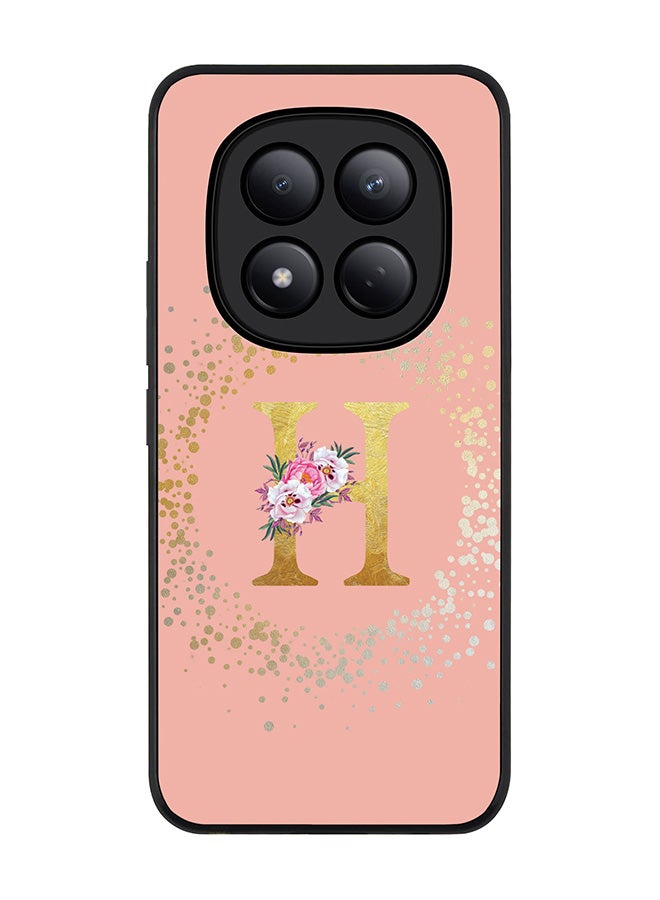 For Xiaomi Redmi Note 15 Pro 4G Case,Slim fit Camera Protection, Shockproof Thin Phone cover  - Custom Monogram Floral - H  (Rose Pink )