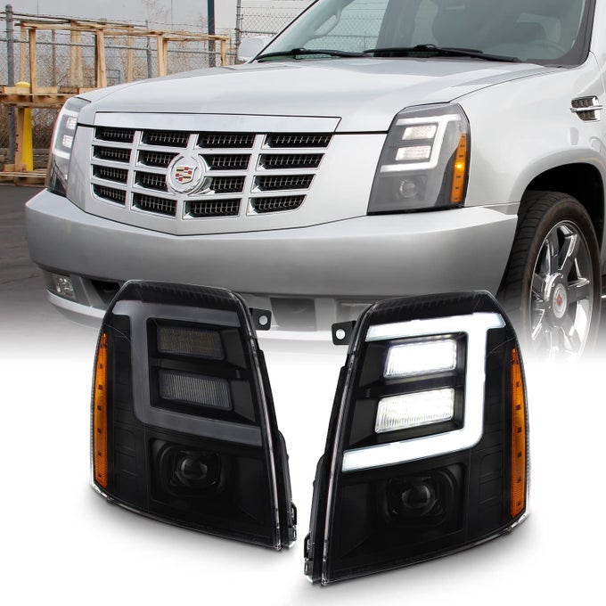 For 20072014 Cadillac Escalade Xenonhid Model Type Black Smoked Led Daytime Running Light Tube Projector Headlight