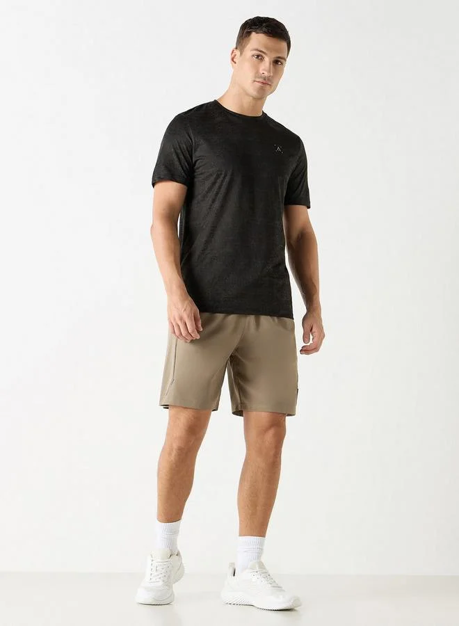 ADOT by Splash Textured Crew Neck T-shirt with Short Sleeves