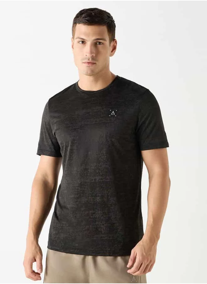 ADOT Textured Crew Neck T-shirt with Short Sleeves