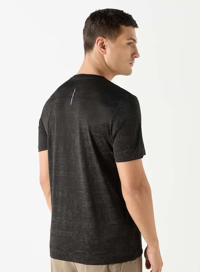 ADOT by Splash Textured Crew Neck T-shirt with Short Sleeves
