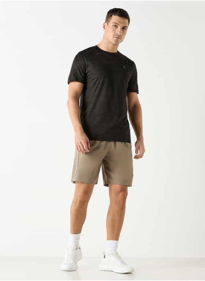 ADOT Textured Crew Neck T-shirt with Short Sleeves