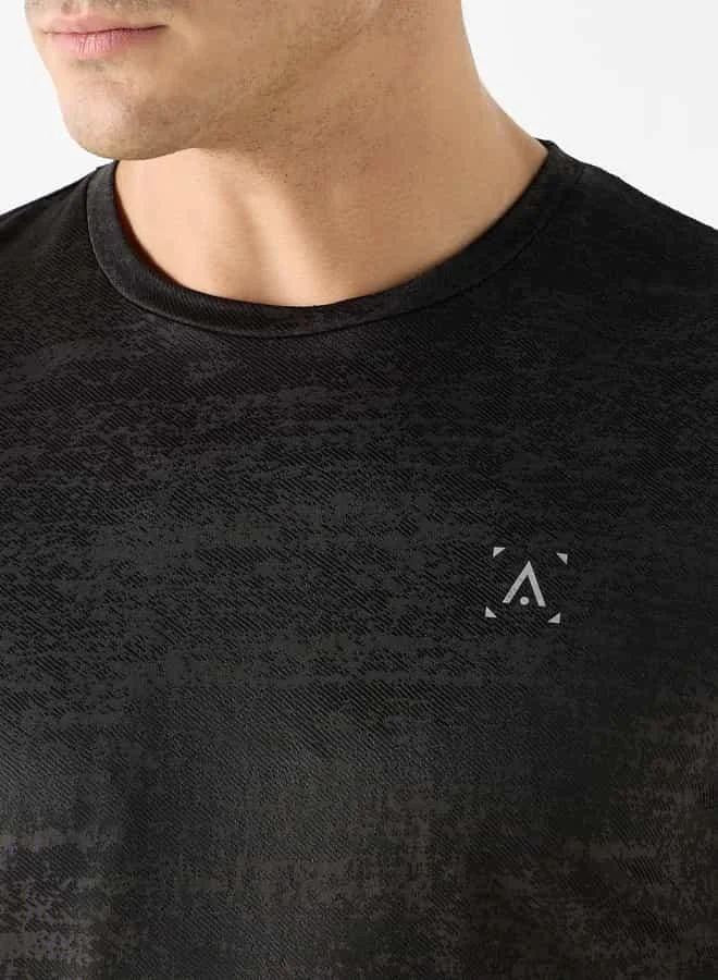 ADOT by Splash Textured Crew Neck T-shirt with Short Sleeves