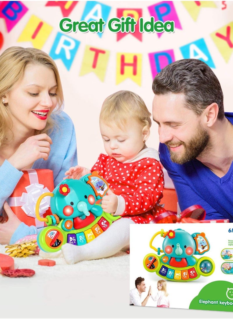 SYOSI - Baby Piano Toy 6 to 12 Months Elephant Light Up Music Baby Toys for 6 9 12 18 Months Early Learning Educational Piano Keyboard Infant Toys Baby Girl Piano Toy Gift Toy for 1 Year Old Boys Girls - Image 1