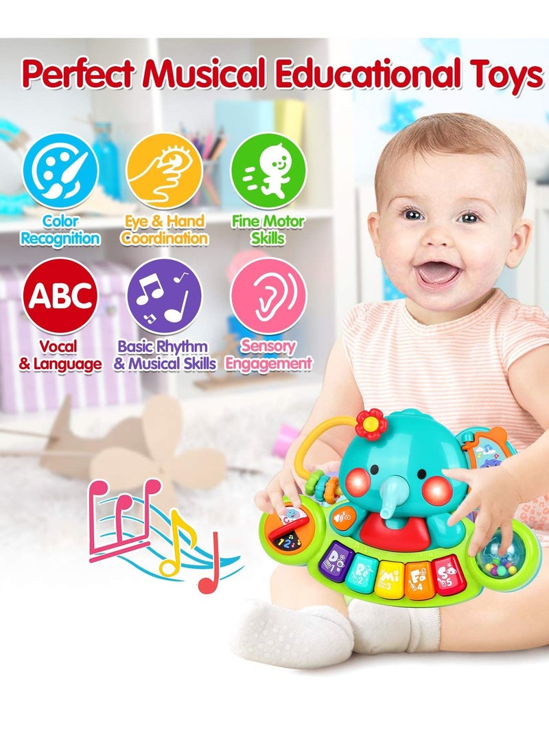 SYOSI - Baby Piano Toy 6 to 12 Months Elephant Light Up Music Baby Toys for 6 9 12 18 Months Early Learning Educational Piano Keyboard Infant Toys Baby Girl Piano Toy Gift Toy for 1 Year Old Boys Girls - Image 1