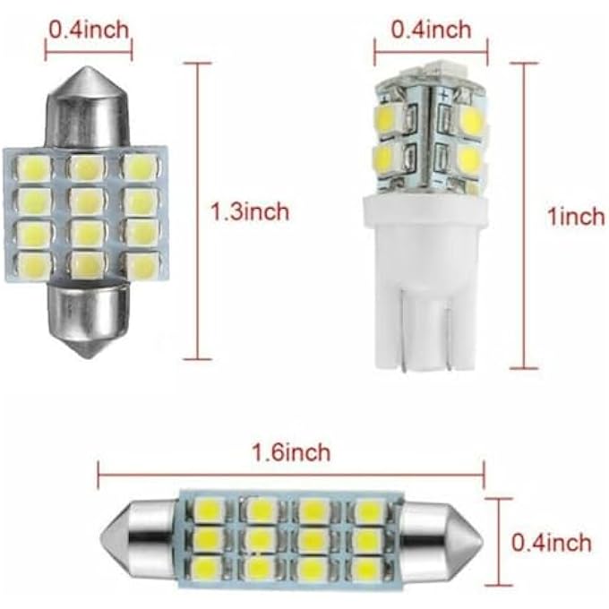 rayihni 24 Pcs Dome Light Led Car Bulb Kit Set T10 31 Mm 42 Mm Led Festoon Bulbs Interior Led Interior Replacement Bulbs For Car Map Door Courtesy - Image 3