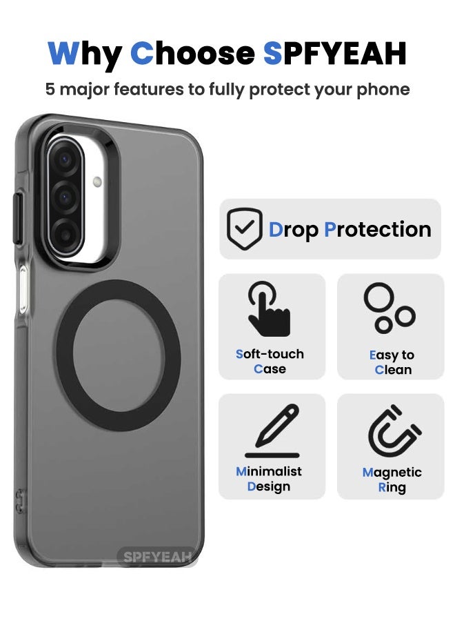 SPFYEAH [3-in-1] Samsung Galaxy A17 Case with HD Tempered Glass Screen Protector & Camera Lens Protector, [Anti-Drop Shockproof][Anti-Slip][No Yellowing][Skin Friendly] Slim Hard Frosted Case for Samsung Galaxy A17 6.7 inch, Black - Image 3