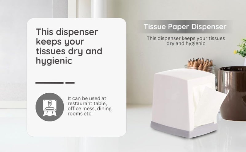 MDN Double-Sided Tabletop Tissue Paper Dispenser Holder with 2 Refills - White | Stylish, Easy-Access Tissue Box for Home, Office and Kitchen - Image 5