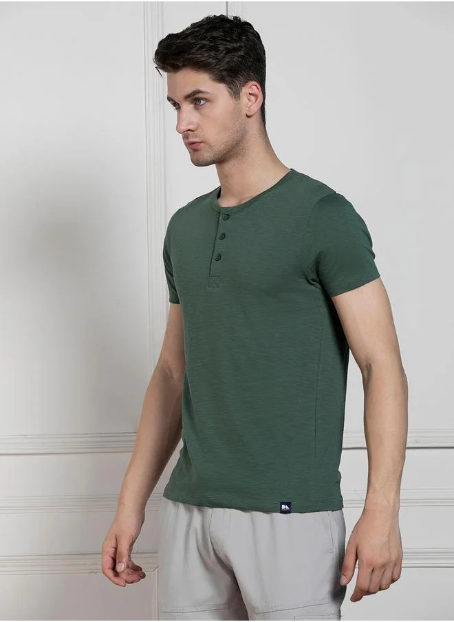 Dennis Lingo Regular Fit Henley Neck T-Shirt by Styli