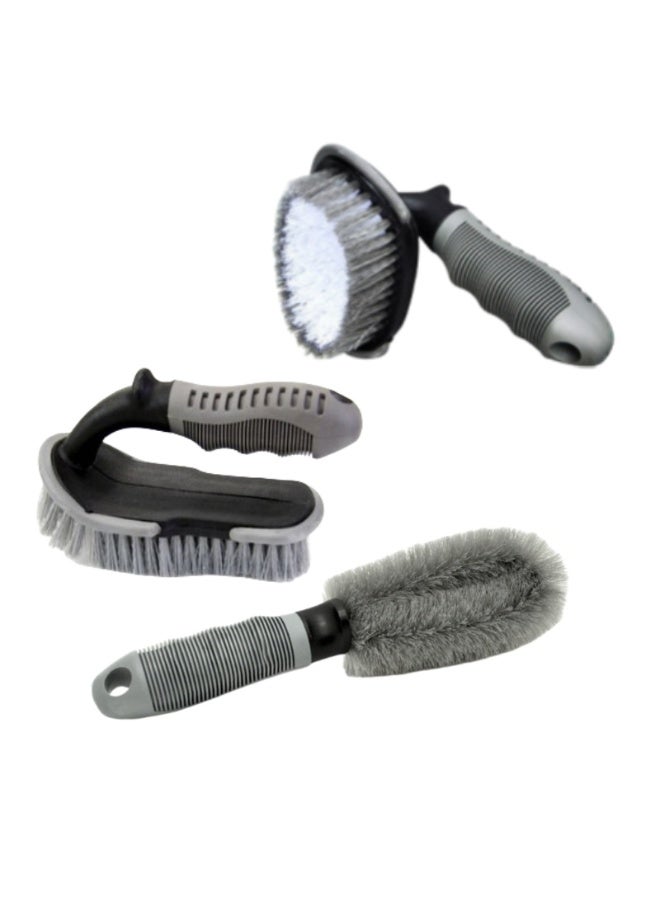 مجموعة فراشي تنظيف عجلات السيارة، طقم من 3 قطع لتنظيف وصيانة السيارات، أدوات متينة وسهلة الاستخدام، مناسبة لجميع أنواع المركبات - Image 1