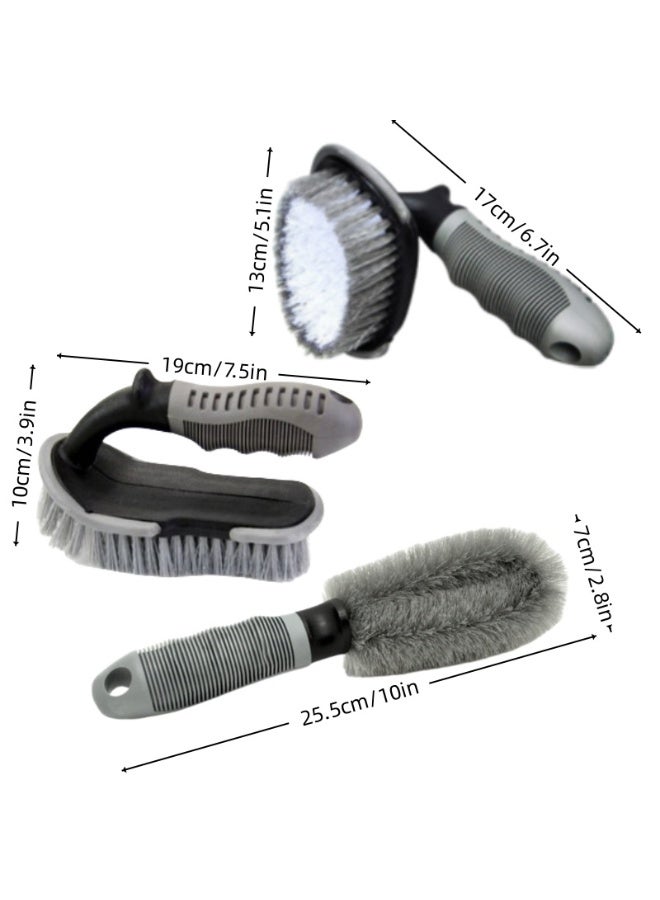 مجموعة فراشي تنظيف عجلات السيارة، طقم من 3 قطع لتنظيف وصيانة السيارات، أدوات متينة وسهلة الاستخدام، مناسبة لجميع أنواع المركبات - Image 2