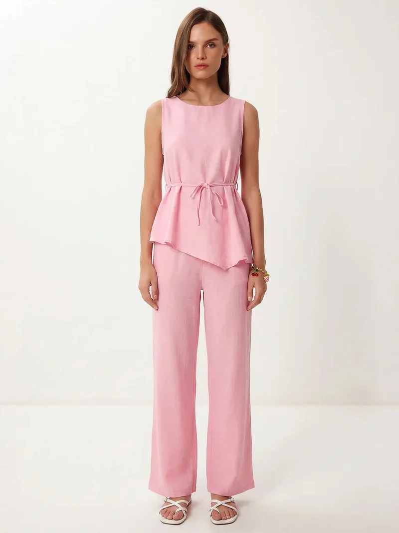 السعادة في إسطنبول ISTANBUL Sleeveless Blouse And Wide-leg Trouser Coord