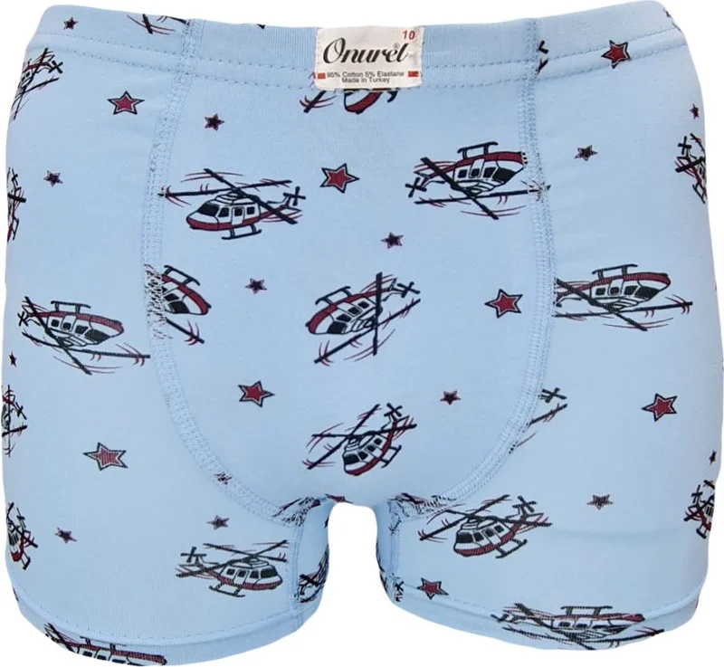 Onurel Boy 5-Pack Mixed Color Helicopter Printed Lycra Boxer