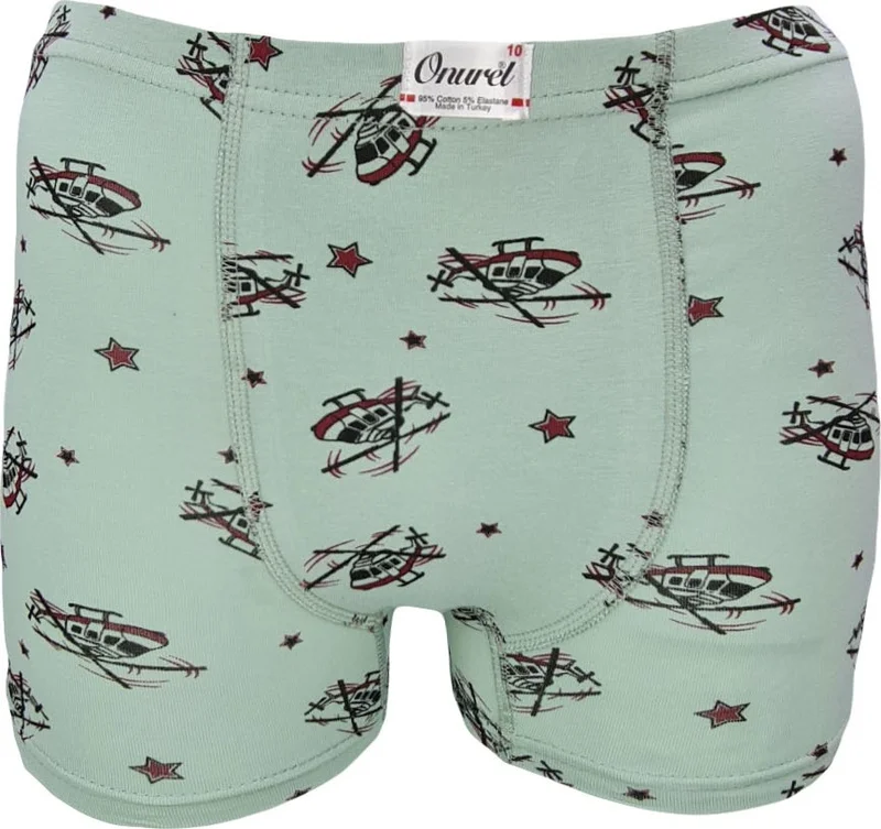 Onurel Boy 5-Pack Mixed Color Helicopter Printed Lycra Boxer