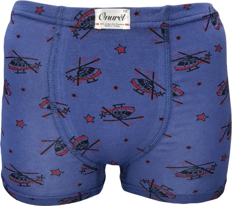 Onurel Boy 5-Pack Mixed Color Helicopter Printed Lycra Boxer