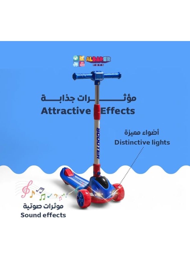 البدر سكوتر دفع من البدر، سكوتر اوربان من بلاستيك PVC، عجلات سكوتر بارتفاع قابل للتعديل مع سطح غير قابل للانزلاق، سكوتر قابل للطي مع فرامل خلفية، سكوتر يدوي للاطفال بعمر 3-9 سنوات - Image 2