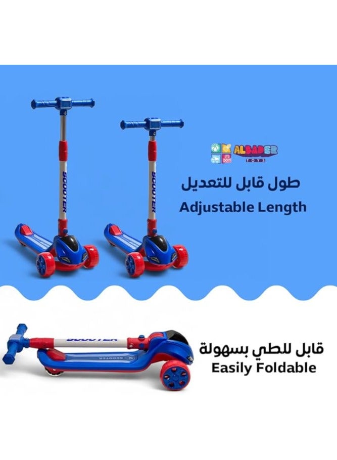 البدر سكوتر دفع من البدر، سكوتر اوربان من بلاستيك PVC، عجلات سكوتر بارتفاع قابل للتعديل مع سطح غير قابل للانزلاق، سكوتر قابل للطي مع فرامل خلفية، سكوتر يدوي للاطفال بعمر 3-9 سنوات - Image 3