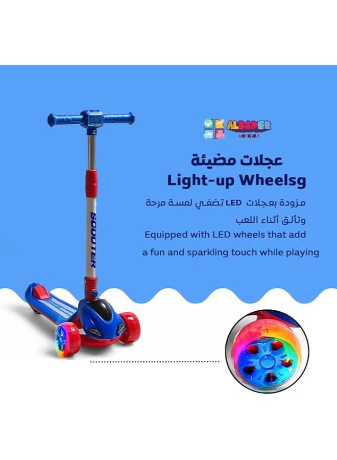 البدر سكوتر دفع من البدر، سكوتر اوربان من بلاستيك PVC، عجلات سكوتر بارتفاع قابل للتعديل مع سطح غير قابل للانزلاق، سكوتر قابل للطي مع فرامل خلفية، سكوتر يدوي للاطفال بعمر 3-9 سنوات - Image 4