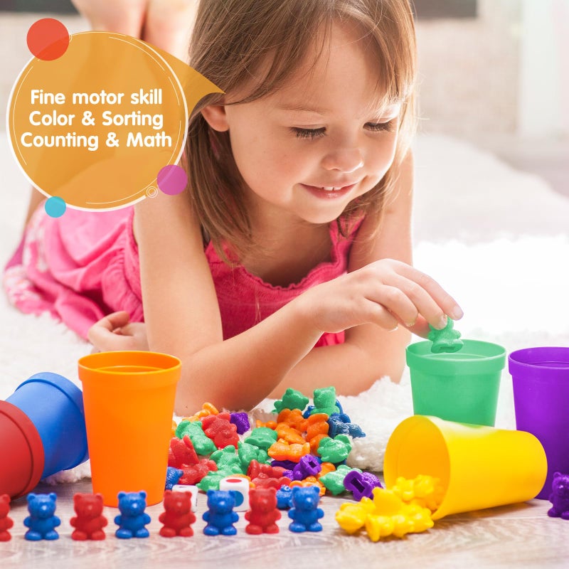 Bmag Counting Bears with Matching Sorting Cups, Preschool Learning Toys Color Recognition and Math Learning Games, STEM Educational Toy Gift for Kids Age 3 4 5 Year Old Boys Girls - Image 3