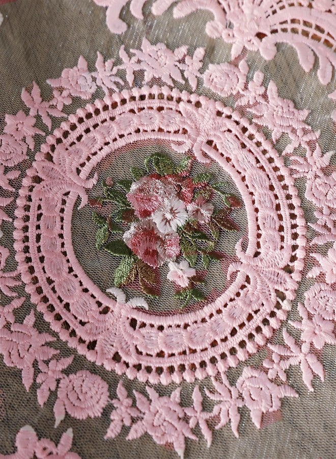 Fhberni Embroidered Placemats Set of 6, Retro Handmand Place Mats Vintage Cup Vase Table Mat for Dining Table Kitchen Party -Pink, 6PCS - Image 3