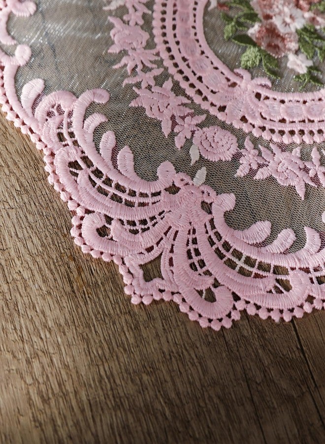 Fhberni Embroidered Placemats Set of 6, Retro Handmand Place Mats Vintage Cup Vase Table Mat for Dining Table Kitchen Party -Pink, 6PCS - Image 4